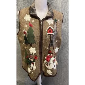 Victoria Jones Wool-blend Holiday Sweater vest Medium Ugly Christmas Sweater Vtg